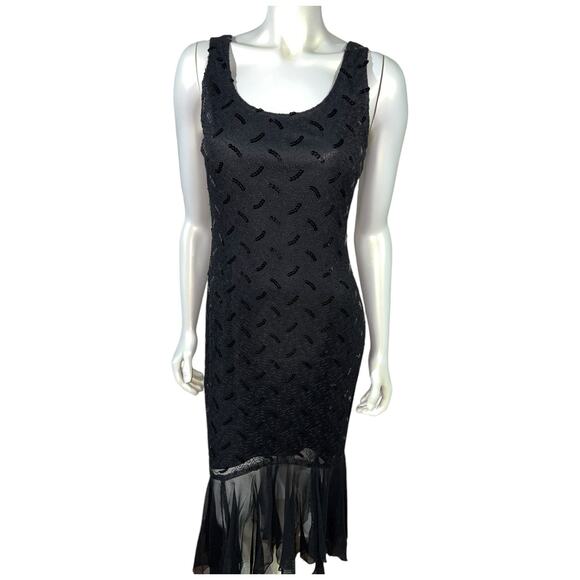 Joseph Ribkoff Sequin Vintage Black Glam Gown Size 8 - Picture 5 of 9